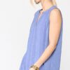 Sleeveless Tunic Top with Lace Trim & Scoop Hem – Denim Blue