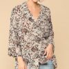 Animal Print Button-Down Shirt with Lapel Collar – Cream Mix