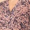 Animal Print Button-Down Shirt with Lapel Collar – Light Rose Mix