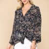 Animal Print Button-Down Shirt with Lapel Collar – Navy Mix
