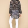 Animal Print Button-Down Shirt with Lapel Collar – Navy Mix