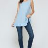 Lace-Back Ruffle Sleeveless Tank Top – Light Blue