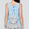Lace-Back Ruffle Sleeveless Tank Top – Light Blue