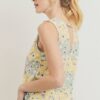 Printed Terry Sleeveless Top with Open Back – Sage/Yellow