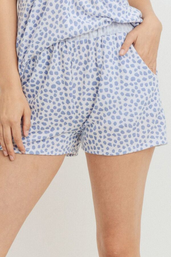 Terry High-Waist Leopard Shorts – Light Blue