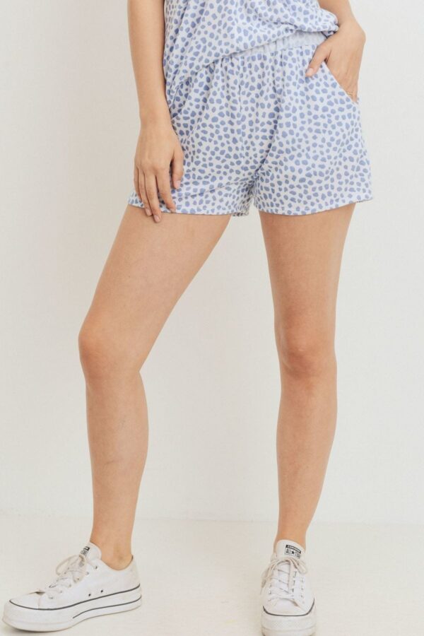 Terry High-Waist Leopard Shorts – Light Blue