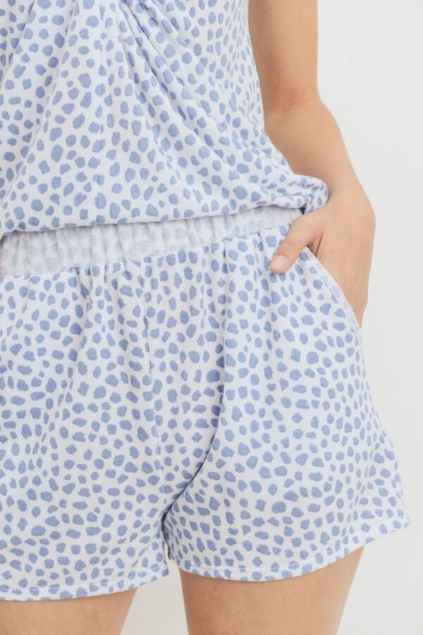 Terry High-Waist Leopard Shorts – Light Blue
