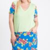 Plus Size Floral-Blocked Midi Dress with Front Pocket