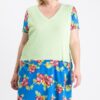 Plus Size Floral-Blocked Midi Dress with Front Pocket