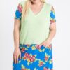 Plus Size Floral-Blocked Midi Dress with Front Pocket