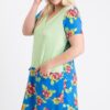 Plus Size Floral-Blocked Midi Dress with Front Pocket