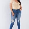 Plus Size Scoop-Neck Bodysuit with Front Zip – Fuchsia