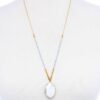 Beaded and Stone Pendant Necklace – White Natural