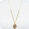 Beaded and Stone Pendant Necklace – White Natural