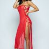 Mesh Side Lace-Up Cover-Up Dress – Red