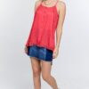 Boho Scallop Lace Layered Cami Top – Coral