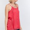 Boho Scallop Lace Layered Cami Top – Coral
