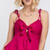 Ruched Twist-Bow Spaghetti Strap Cami Top – Fuchsia