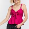 Ruched Twist-Bow Spaghetti Strap Cami Top – Fuchsia