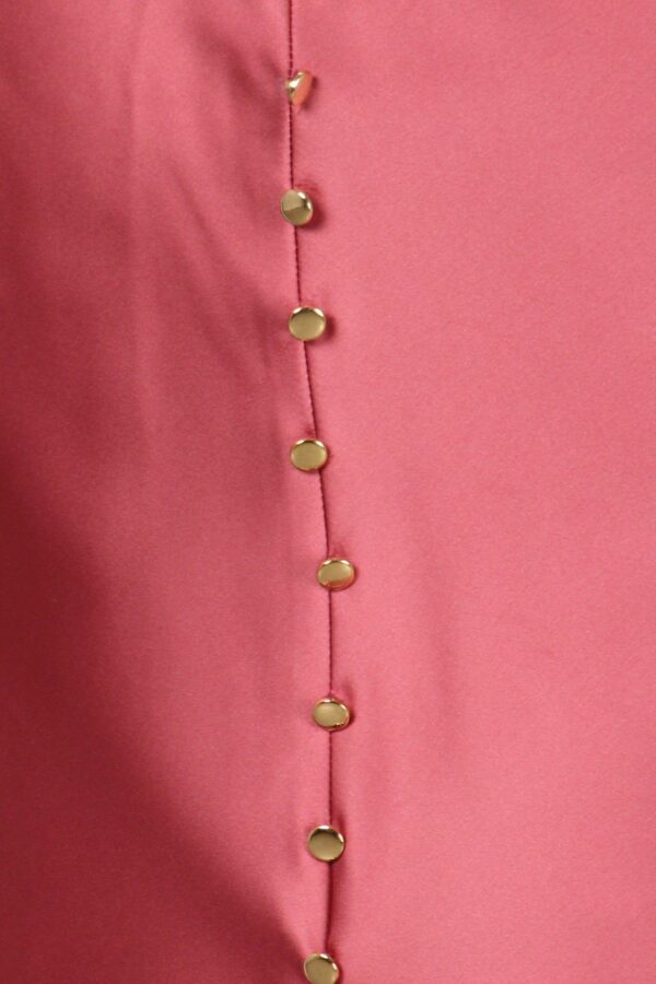 Plus-Size High-Waist Skirt with Button Trim – Rose