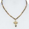 Beaded Cross Pendant Necklace – Adjustable Chain
