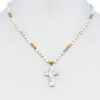 Beaded Cross Pendant Necklace – Adjustable Chain