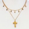 Double-Layer Cross Pendant Chain Necklace