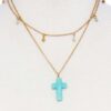 Double-Layer Cross Pendant Chain Necklace