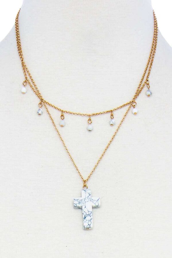 Double-Layer Cross Pendant Chain Necklace