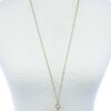 Oval Stone Pendant Long Necklace – Adjustable Metal Chain