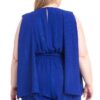 Plus-Size Shimmer Draped Romper with Open Sleeves – Royal