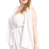 Shimmer Draped Open-Sleeve Romper – Plus Size