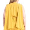 Plus Size Shimmer Romper with Draped Open Sleeves – Yellow