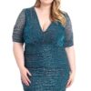 Ribbed Shimmer Shirring Mini Dress – Midnight Blue (Plus Size)