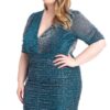 Ribbed Shimmer Shirring Mini Dress – Midnight Blue (Plus Size)