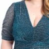 Ribbed Shimmer Shirring Mini Dress – Midnight Blue (Plus Size)