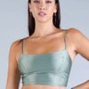 Darted Under-Bust Spaghetti Strap Crop Top – Sage