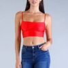 Darted Under-Bust Spaghetti Strap Crop Top – Tangerine