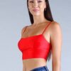 Darted Under-Bust Spaghetti Strap Crop Top – Tangerine