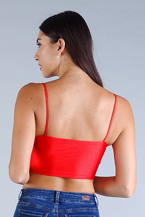 Darted Under-Bust Spaghetti Strap Crop Top – Tangerine