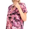 Tie Dye Short Sleeve Top – Caged V-Neck in Fuchsia