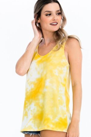 Tie-Dye Knit Scoop-Neck Sleeveless Top