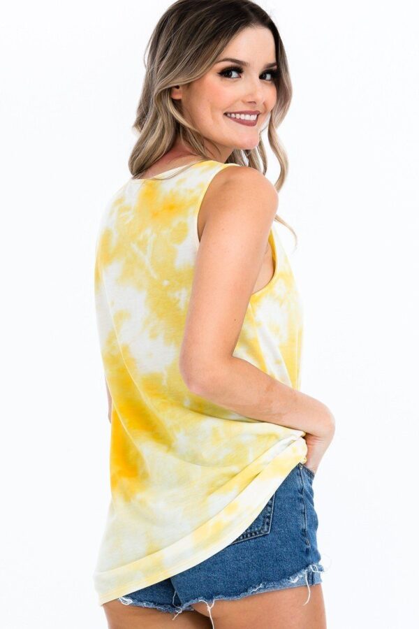 Tie-Dye Knit Scoop-Neck Sleeveless Top