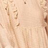 Semi-Sheer Striped Woven Top with Ruffle Hem – Cream