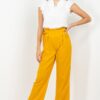 High-Waist Paperbag Wide-Leg Pants – Mustard