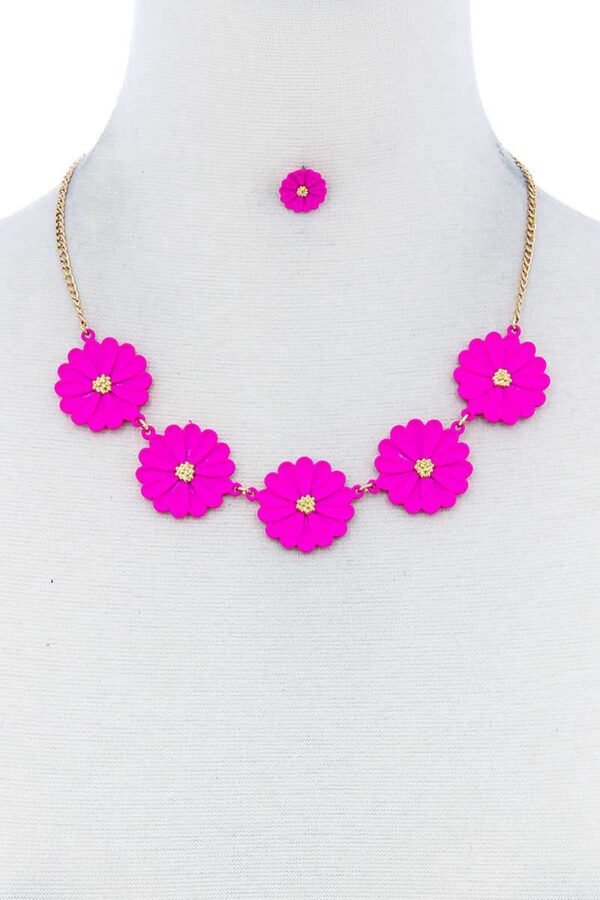 Tender Multi-Flower Necklace and Earring Set – Colorful