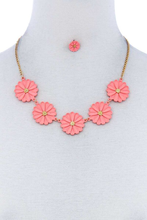 Tender Multi-Flower Necklace and Earring Set – Colorful