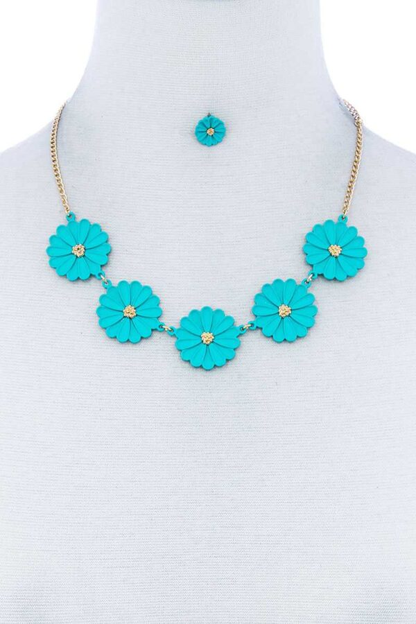 Tender Multi-Flower Necklace and Earring Set – Colorful