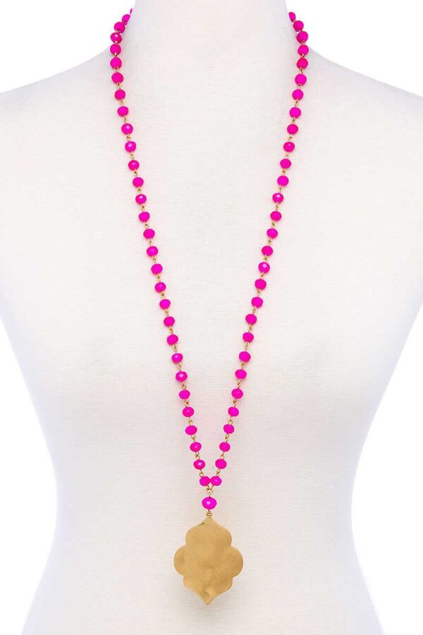 Designer Multi-Bead Pendant Necklace – Mixed Color Beads