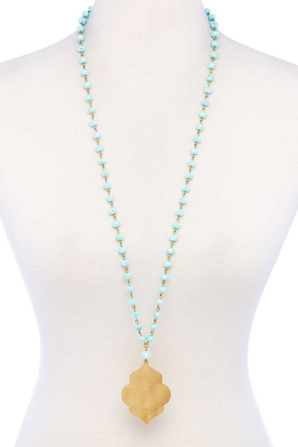 Designer Multi-Bead Pendant Necklace – Mixed Color Beads